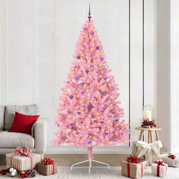 vidaXL Kunststof Voorverlichte Kerstboom met 300 LED Roze, Verzenden