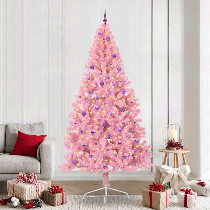 vidaXL Kunststof Voorverlichte Kerstboom met 300 LED Roze, Divers, Noël, Envoi