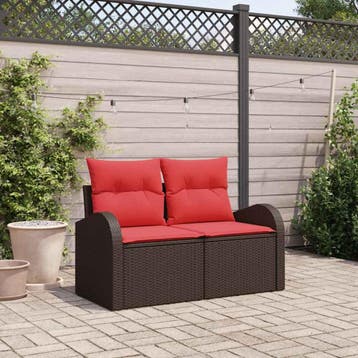 vidaXL Tuin Sofa 2-Aantal zitplaatsen Bruin poly rattan, Verzenden, Nieuw