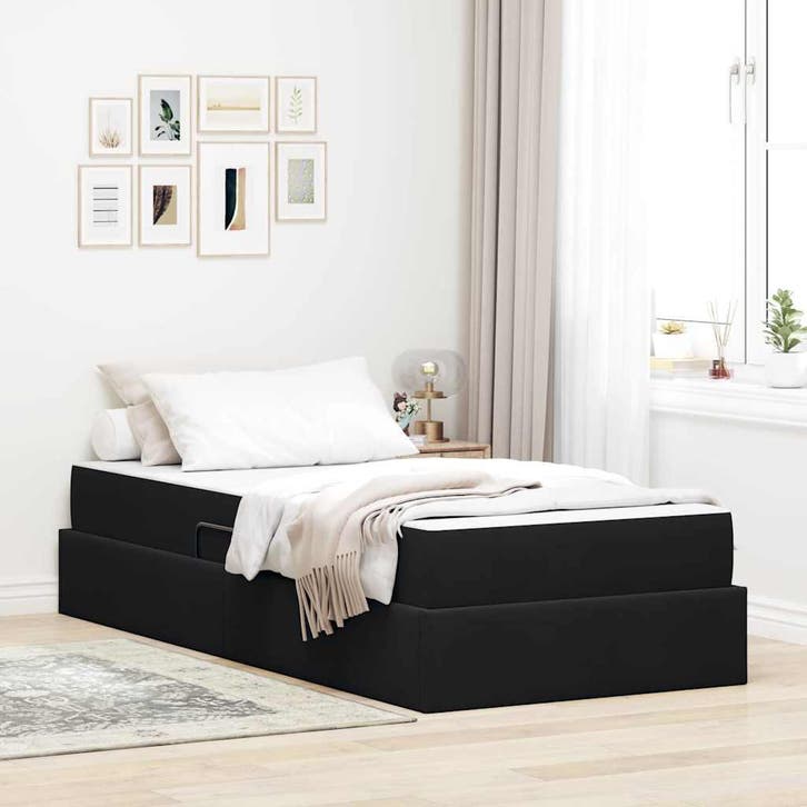 vidaXL Opbergbed met matras met matras Zwart 90 x 200 cm, Huis en Inrichting, Slaapkamer | Bedden, Nieuw, Verzenden