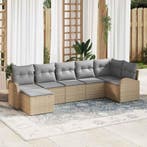 vidaXL Tuinbank Set met kussen Beige Poly rattan, Tuin en Terras, Verzenden, Nieuw