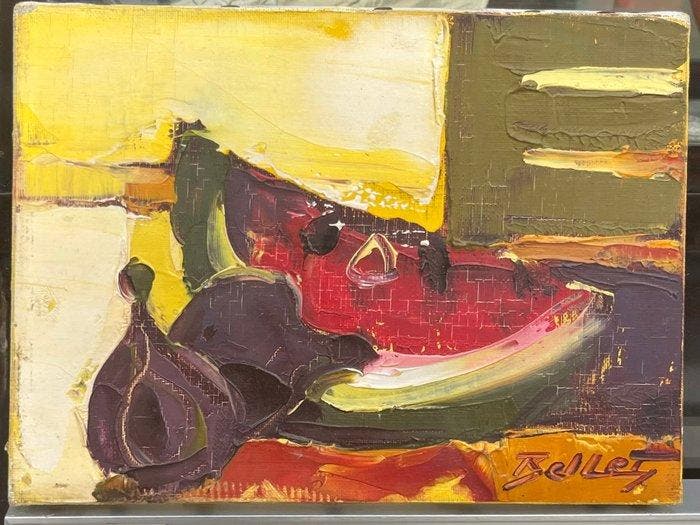 Emile Bel(1941 - 2022) - Tranches de pasteque (Vendu sans, Antiek en Kunst, Kunst | Schilderijen | Klassiek