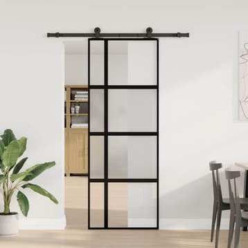 vidaXL Schuifdeur met beslag 76x205 cm gehard glas en, Doe-het-zelf en Bouw, Verzenden, Nieuw
