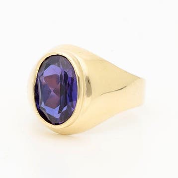 Ring - 18 karaat Geel goud Saffier, Nieuw