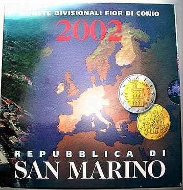 3,88 Euro,munten set 1 Cent-2 Euro 2002 San Marino Republik, Verzenden, België