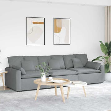 vidaXL Modulaire bank met kussens lichtgrijs, Maison & Meubles, Canapés | Repose-pieds & Poufs, Verzenden