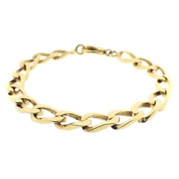 Wijde gouden gourmetschakel armband (Schakelarmband), Ophalen of Verzenden