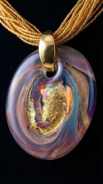 Murano-glas - Halsketting - ketting van 24K goudblad