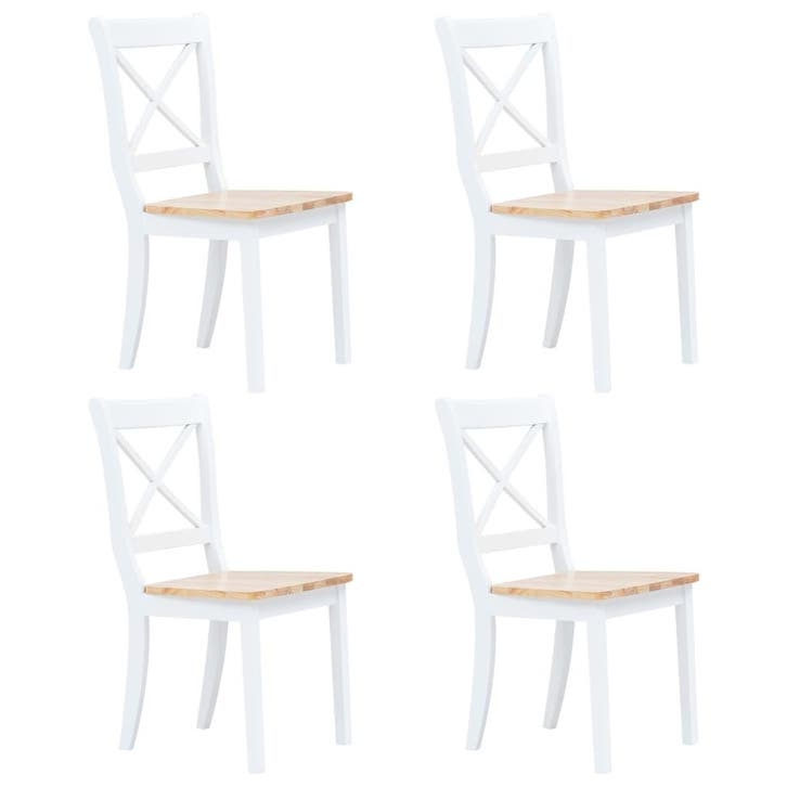 vidaXL Eetkamerstoelen 4 st massief rubberwood naturel en, Huis en Inrichting, Stoelen, Nieuw, Verzenden