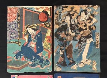 Set of 4 Ukiyo-e woodblock prints -   - Japan - Late Edo