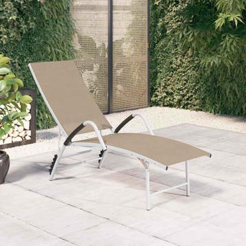 vidaXL Ligbed textileen en aluminium crèmekleurig, Verzenden