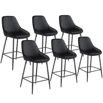 tectake Barkruk Siera met rugleuning - Fluweellook zwart/zwa, Verzenden, Nieuw