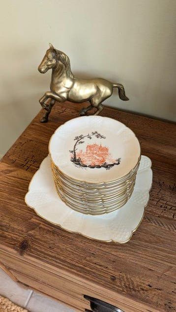 Limoges - Dessertservies (13) - Porselein - De kastelen van