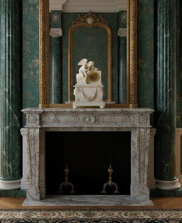 Pendule - Albast, Messing - 1800-1850 - Kloksculptuur, Antiek en Kunst