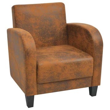 vidaXL Fauteuil kunstsuède bruin, Huis en Inrichting, Fauteuils, Verzenden, Nieuw