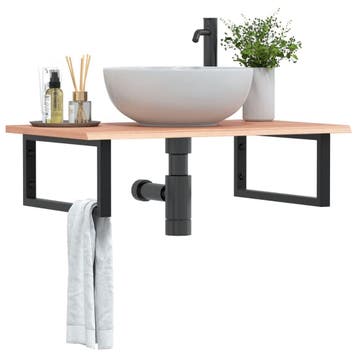 vidaXL Badkamer wandschap staal en massief eikenhout, Verzenden