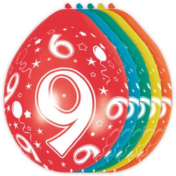 Ballonnen 9 Jaar Versiering 30cm 5st, Hobby en Vrije tijd, Verzenden, Nieuw