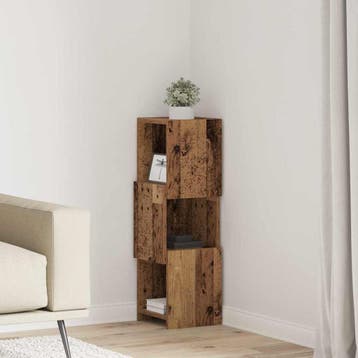vidaXL Hoekkast 25,5x25x80cm Bewerkt hout Oudhout, Verzenden