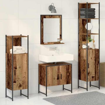 vidaXL Badkamermeubel Set 4 st Bruin 33 x 33 x 185,5 cm, Verzenden, Nieuw