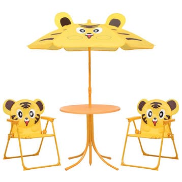 vidaXL 3-delige Bistroset voor kinderen met parasol geel, Verzenden