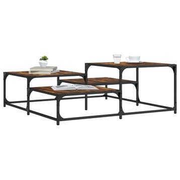vidaXL Salontafel 107x107x40 cm bewerkt hout gerookt, Huis en Inrichting, Tafels | Salontafels, Verzenden, Nieuw