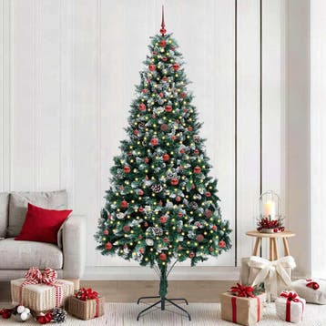 vidaXL Kunstkerstboom Groen 240 cm PVC en Staal en Kunststof, Verzenden, Nieuw