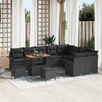 vidaXL Tuinbank Set met kussen 12 pcs Zwart poly rattan, Tuin en Terras, Tuinsets en Loungesets, Verzenden, Nieuw