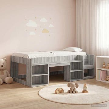 vidaXL Kinderbedframe met opbergruimte Grijs Sonoma 80 x 200, Verzenden