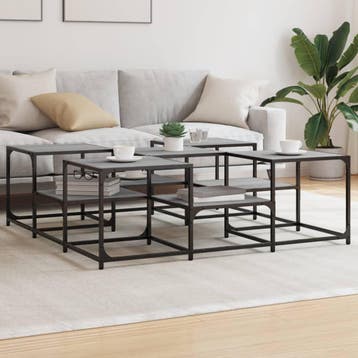 vidaXL Salontafel 121x121x40 cm bewerkt hout grijs sonoma, Huis en Inrichting, Tafels | Salontafels, Verzenden, Nieuw