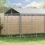 vidaXL Hondenkennel met dak 3x7,5x2,5 m gegalvaniseerd staal, Verzenden