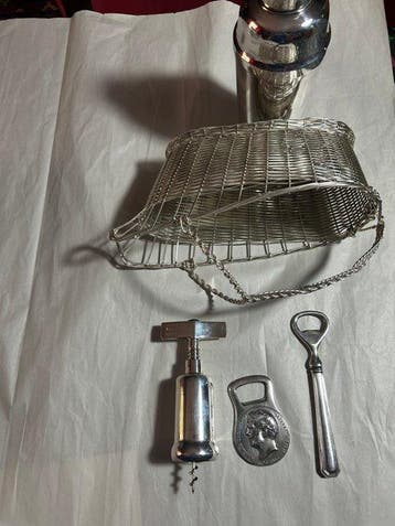 Cocktailshaker (5) - Verzilverd, Staal - Vijf baraccessoires