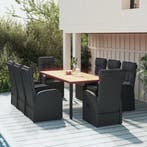 vidaXL 9-delige Tuinset poly rattan en massief acaciahout, Verzenden, Nieuw, Tuinset