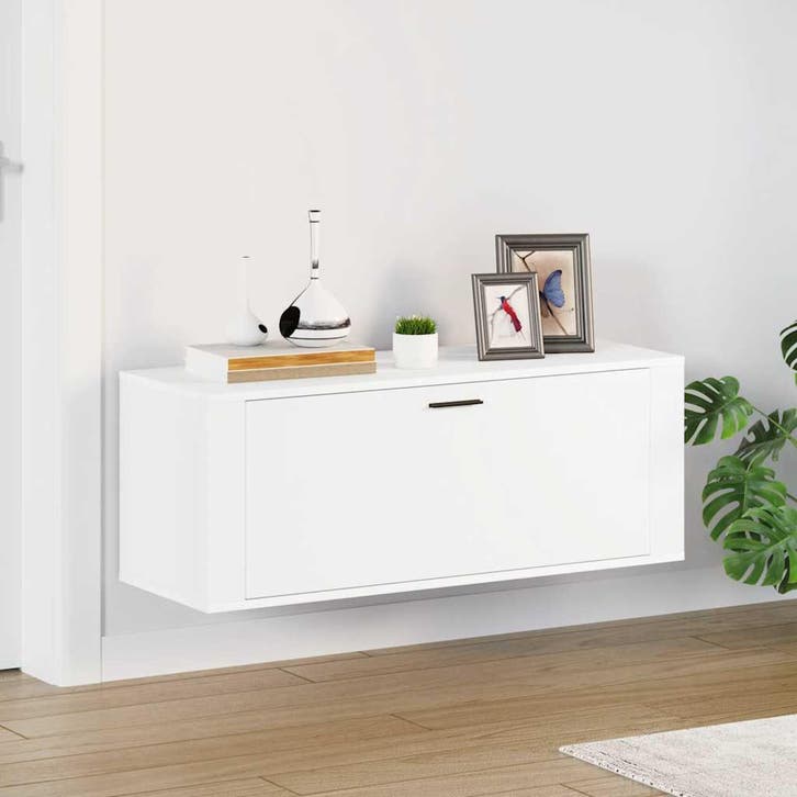 vidaXL Wandschoenenkast 100x35x38 cm bewerkt hout wit, Huis en Inrichting, Kasten | Schoenenkasten, Nieuw, Verzenden
