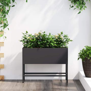 vidaXL Verhoogde Tuin Plantenbak Zwart 60 x 26 x 45 cm Staal, Verzenden