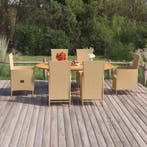 vidaXL 7-delige Tuinset poly rattan beige, Verzenden, Nieuw, Tuinset