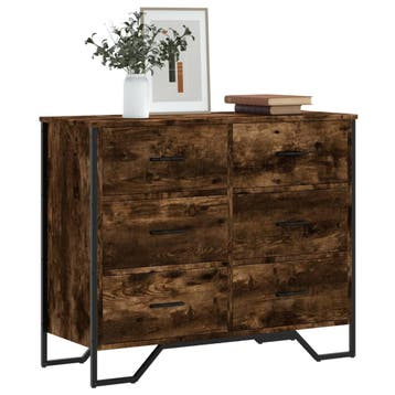 vidaXL Ladekast 91x35,5x74,5 cm bewerkt hout gerookt, Verzenden, Nieuw