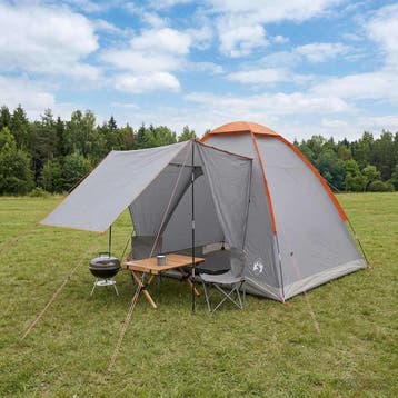 vidaXL Kamperen tent 2-persoons Grijs en Oranje Polyester en, Verzenden
