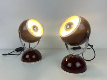 Lampe de table (2) - Paire de lampes Eyeball Space Age des, Antiek en Kunst