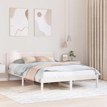vidaXL Bedframe Wit 150 x 200 cm Massief grenenhout, Huis en Inrichting, Slaapkamer | Bedden, Verzenden, Nieuw
