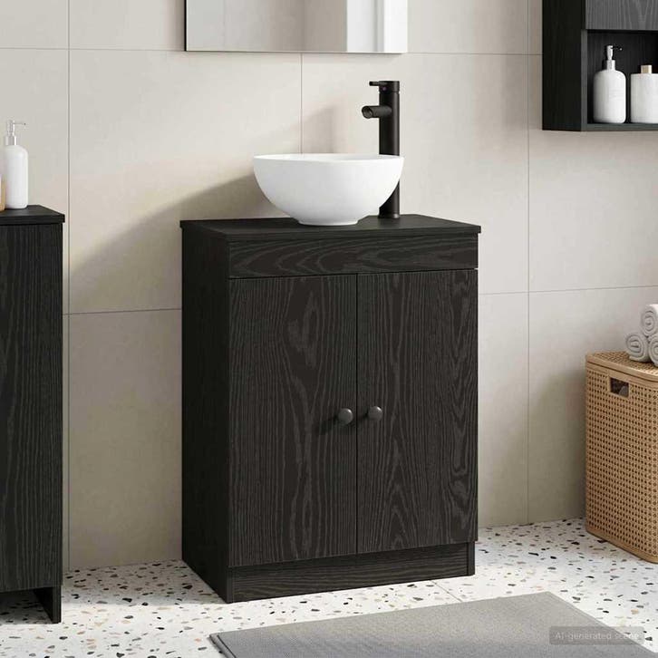 vidaXL Badkamer Vanity met Wastafel Zwart 54 x 35 x 83 cm, Huis en Inrichting, Tafels | Kaptafels, Nieuw, Verzenden