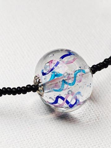 Murano-glas, ondergedompeld zilver - Halsketting - Zanfirico
