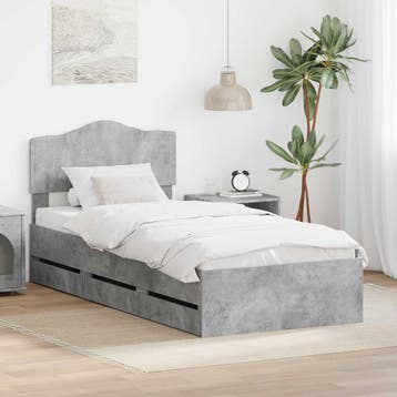vidaXL Bedframe met lade Beton Grijs 90 x 190 cm, Verzenden, Nieuw