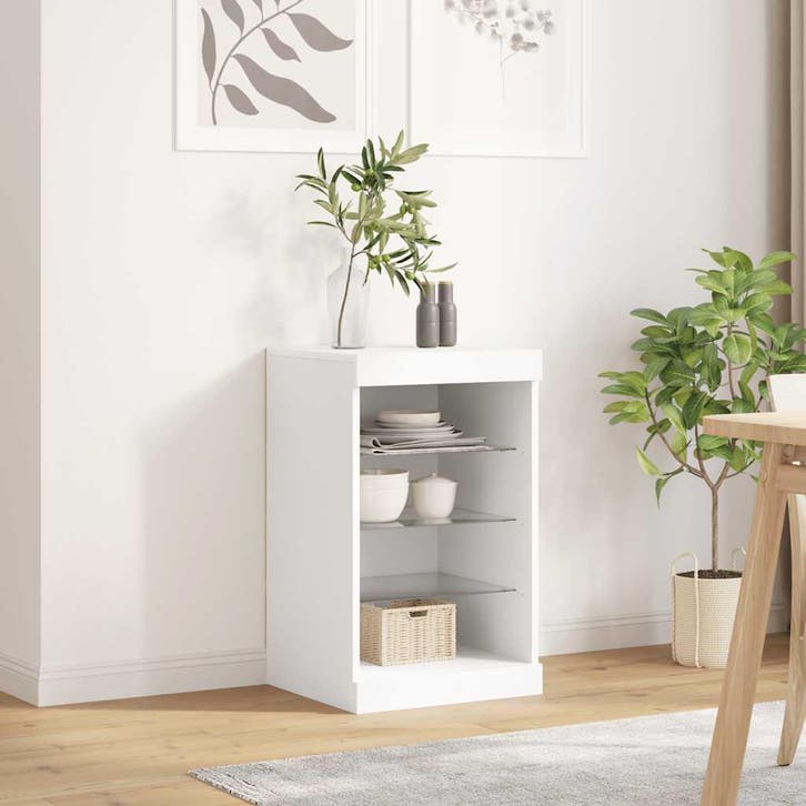 vidaXL Dressoir met LED-verlichting 41x37x67 cm wit, Huis en Inrichting, Kasten | Dressoirs, Nieuw, Verzenden