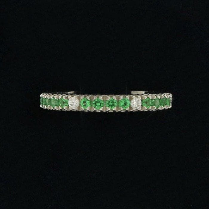 Zonder minimumprijs - Ring - 9 kt. Witgoud - Zirconi Verdi e, Bijoux, Sacs & Beauté, Bagues