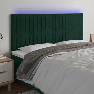 vidaXL Hoofdbord LED 180x5x118/128 cm fluweel donkergroen, Verzenden, Nieuw