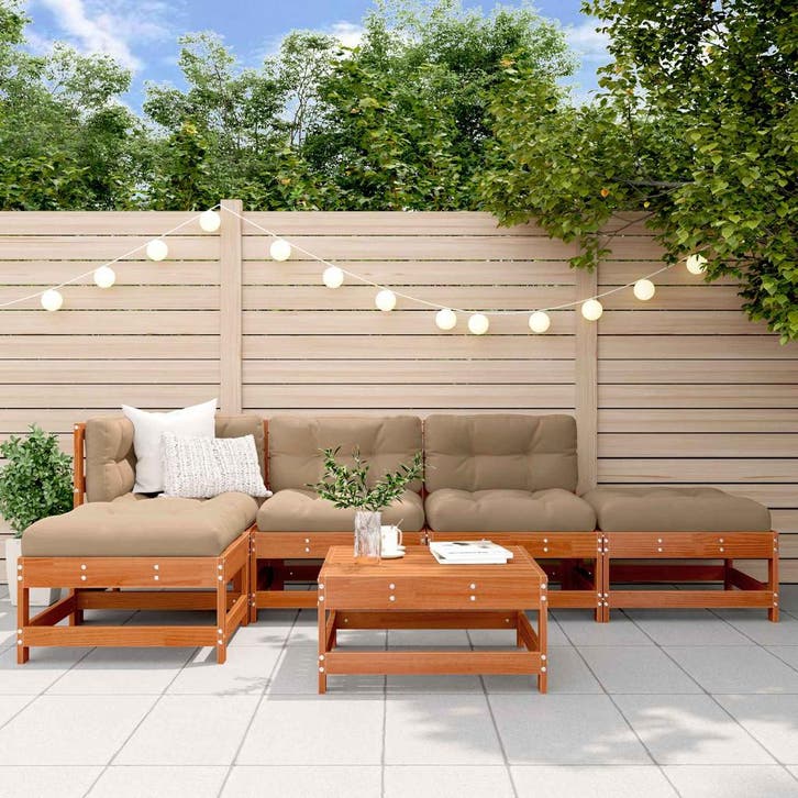 vidaXL Tuin loungeset 5 pcs Wax Bruin Dennen Massief, Tuin en Terras, Tuinsets en Loungesets, Loungeset, Nieuw, Verzenden