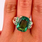 Zonder minimumprijs - Ring - 9 kt. Roségoud, Zilver Smaragd, Nieuw