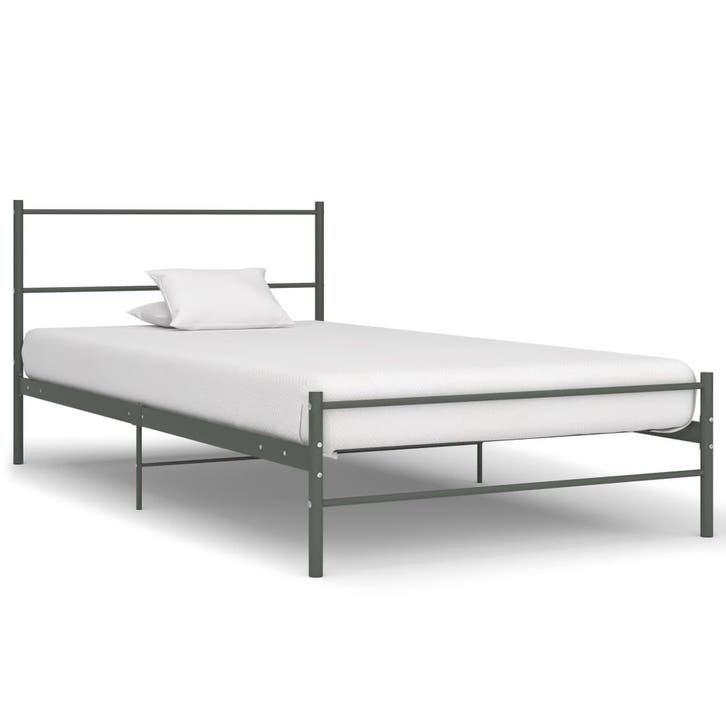 vidaXL Bedframe metaal grijs 100x200 cm, Huis en Inrichting, Slaapkamer | Bedden, Nieuw, Verzenden