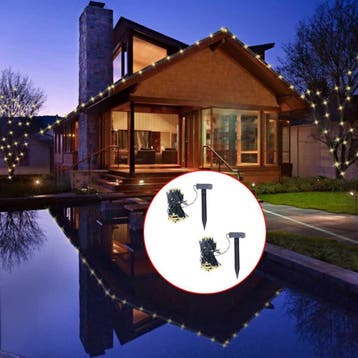 vidaXL Lichtslingers solar LED warmwit 2 st, Verzenden
