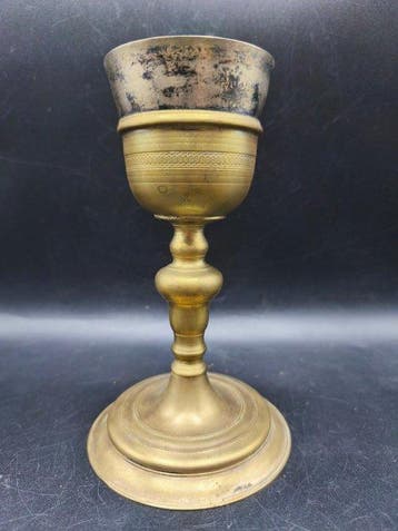 Calice - Argent, Laiton - calice liturgique, Antiquités & Art